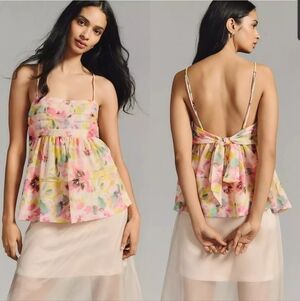Anthropologie Misa Mariposa Chiffon Floral Babydoll Top Women's Size Medium NEW